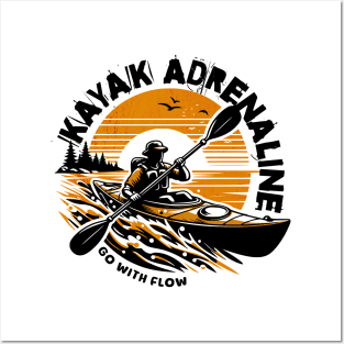 Kayak Adrenaline Go With Flow - Kayaking Posters and Art